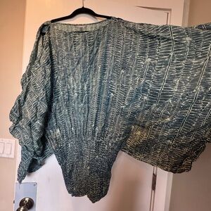 Manaola Teal Patterned Blouse